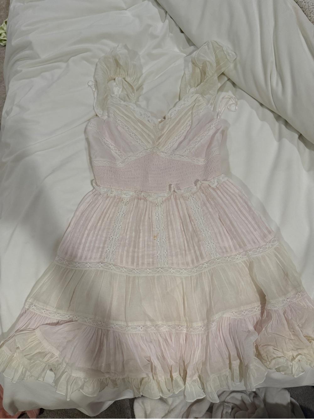 LoveShackFancy Light Pink Ruffled Mini Dress - Picture 2 of 2